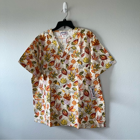 Stars of Best Medical Pullover Leaves Scrub Top Size XL - Picture 1 of 1